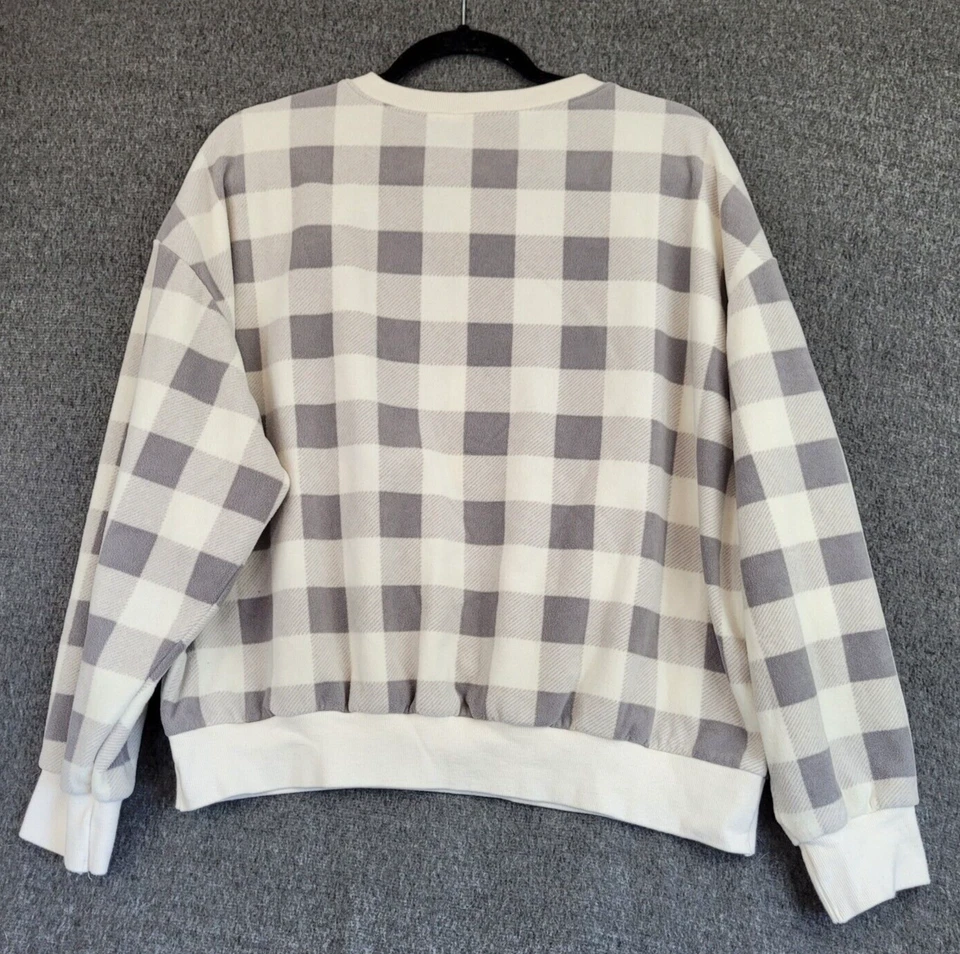 2 pc Set Buffalo Plaid Fleece Fall Pajamas - Gray and Ivory - Size XL Old Navy - Image 4 of 4