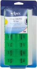 Apex Pill Box 7 AM/PM Day Push to Open Daily Organizer Medicine Weekly Holder