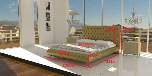 Wasserbett Bett Betten Komplett Lederbett Polsterbett mit Matratze Chesterfield - Bild 6 von 12