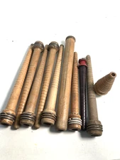 Wood Bobbins Spools Industrial Style 3"-9.75"  Wooden Quills Mixed Lot-10