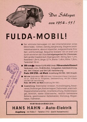 Rare Fuldamobil Microcar Bubblecar Brochure Prospekt Germany 1955 Ebay