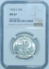 1944 D NGC MS67 Walking Liberty Half Dollar