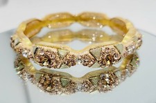 Peach Crystal Flower Floral Bangle Bracelet Wedding Prom Party Stage Jewelry