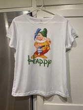 New Disney Snow White  The Seven Dwarfs   HAPPY   Size Large White T-Shirt
