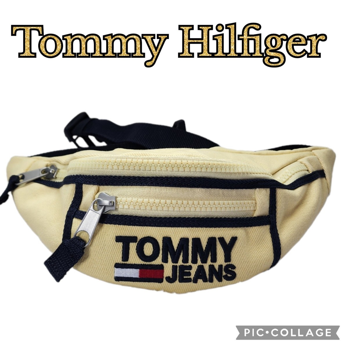 Tommy Jeans NWT Belt Pack Yellow Black Trim Zip Front Top Inside