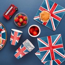 Union Jack Party Tableware Cover Napkins Plates Cups VJ DAY British Celebrations