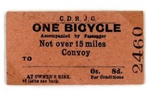 Railway Ticket Irish CDRJC One Bicycle Not over 15 miles Convoy - To Blank