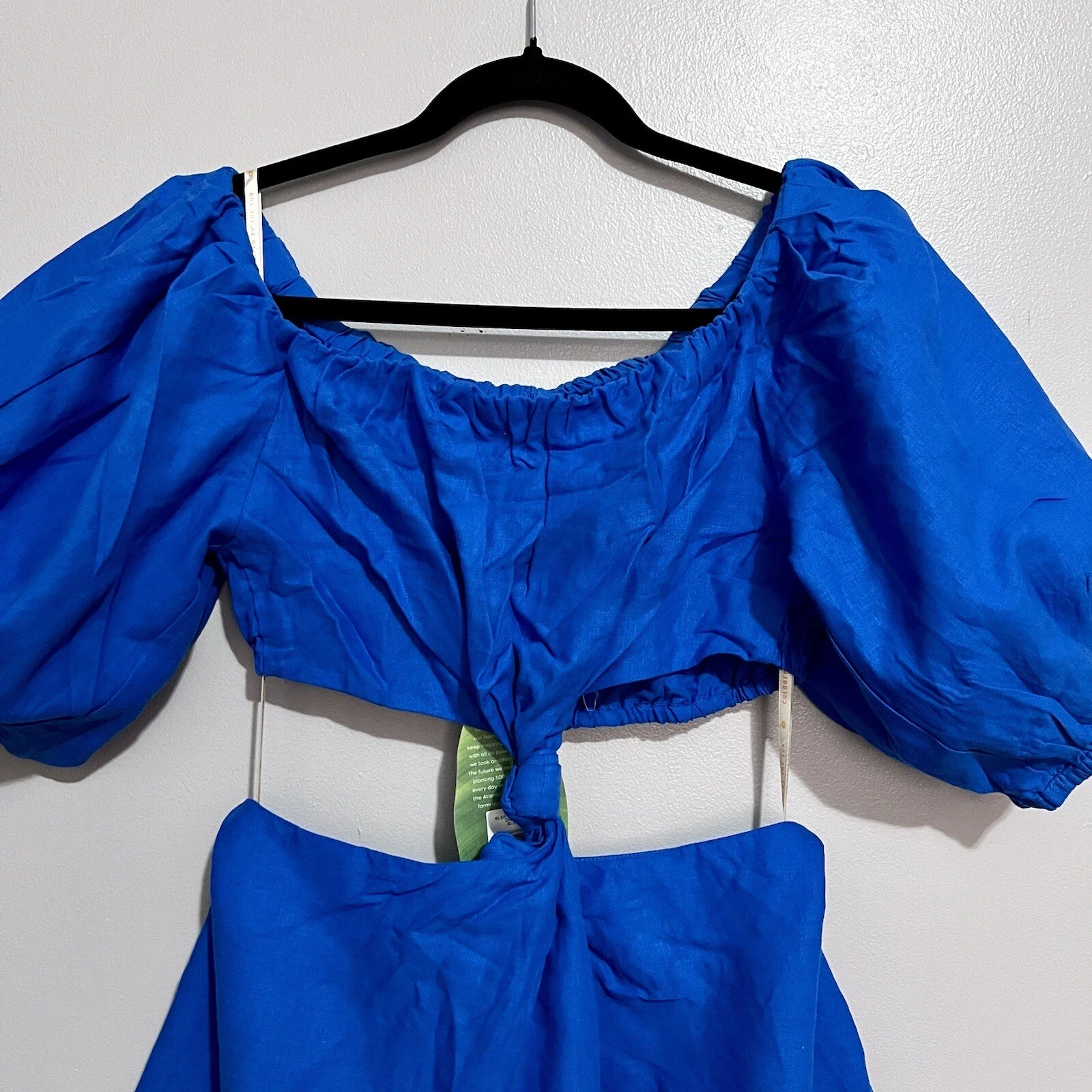 PALM ANGELS Abito nuovo con etichette Farm Rio blu midi nodo senza spalline S OUT ONLINE AL DETTAGLIO $200