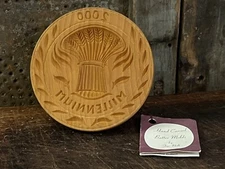 Wheat Stalk Sheaves Hand Carved Butter Mold Stamp 2000 Millenium Beautiful