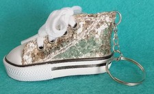 Gold Glitter High Top Sneaker Keyring Key Chain Charm New