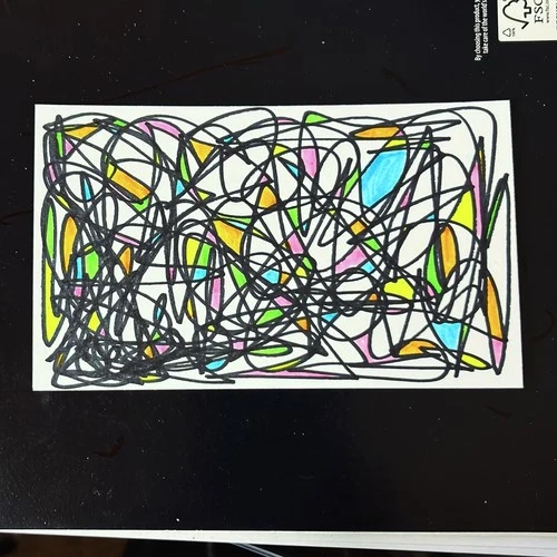 Explosive Destiny 77,456w 3x5 in Marker on Notecard by M. SKY GLENN 2026