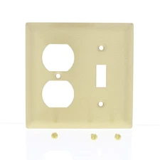 P&S Brushed Solid Brass 2-Gang Toggle Switch Cover Outlet Wallplate SB18-CC