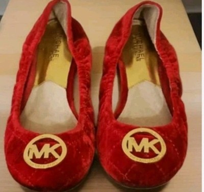 Michael Kors Woman's Fulton Quilted Ballet Flat Velvet, Red Sz 6.5