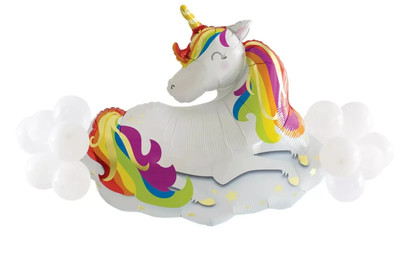 Rainbow Unicorn Foil Balloon  29in x 49in With 20pk Latex Balloons (C17)