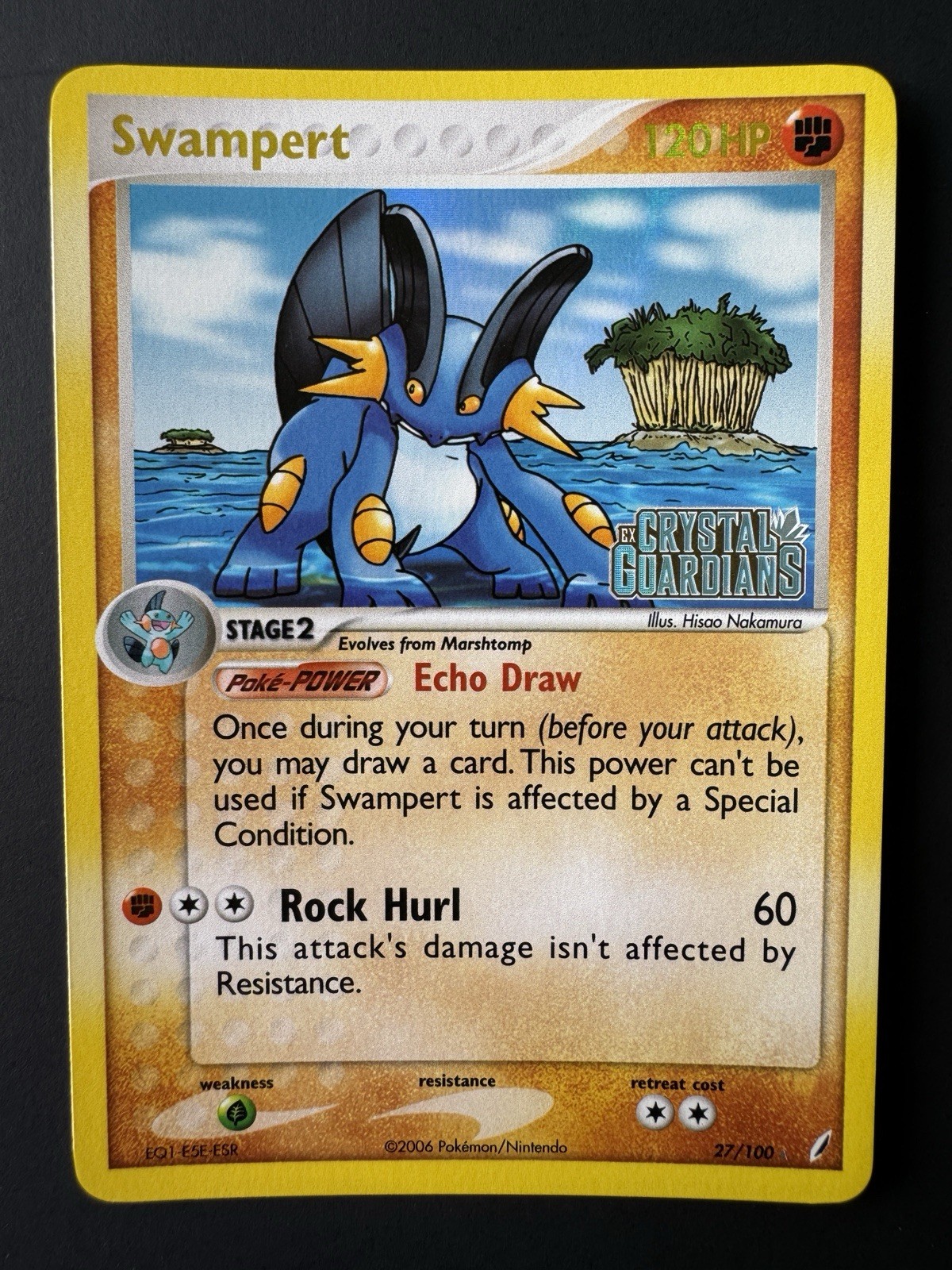 Pokemon Swampert EX Crystal Guardians 27/100 Reverse Holo Rare STAMPED NM 2006