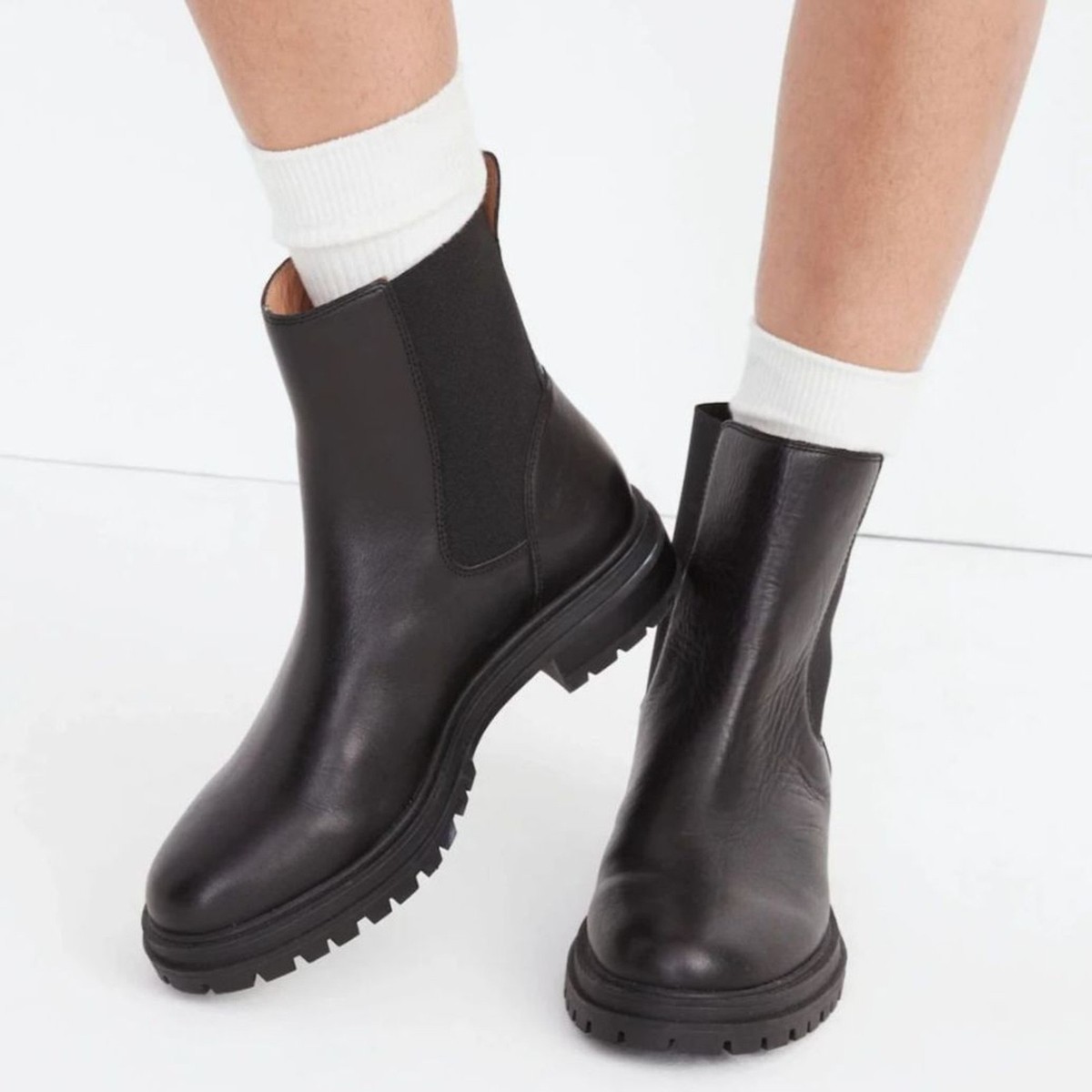 Men\'s Black Leather Chelsea Boots - Classic Slip-On Madewell boots size 8 Madewell Chelsea Boots for Women for sale | eBay main image 3