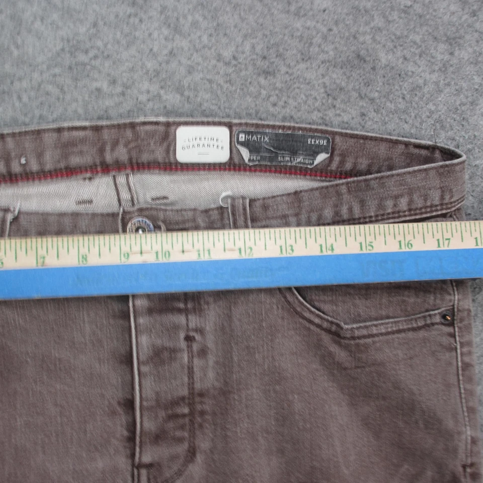 Matix Jeans Mens 36x33 Brown Gripper Slim Straight Denim 5 Pocket Skate Zip Fly - Image 3 of 4
