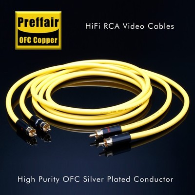 Preffair RCA Gold Plated Plug OFC Copper Silver Plated Signal Interconnect Cable