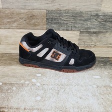 Scarpe da skateboard DC Stag da uomo taglia 9,5 running nere arancioni sneaker stringate in pelle