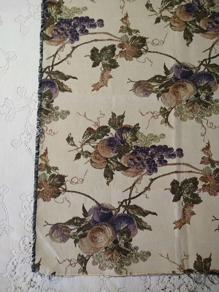 REMNANT Tapestry Upholstery Fabric 29" L x 24" W Grapes Fruit Floral - Image 2 of 4