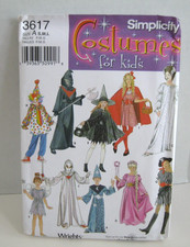 Simplicity 3617 Clown, Witch, Alien, Fairy, Pirate Costumes Child S-L 7-14 UC