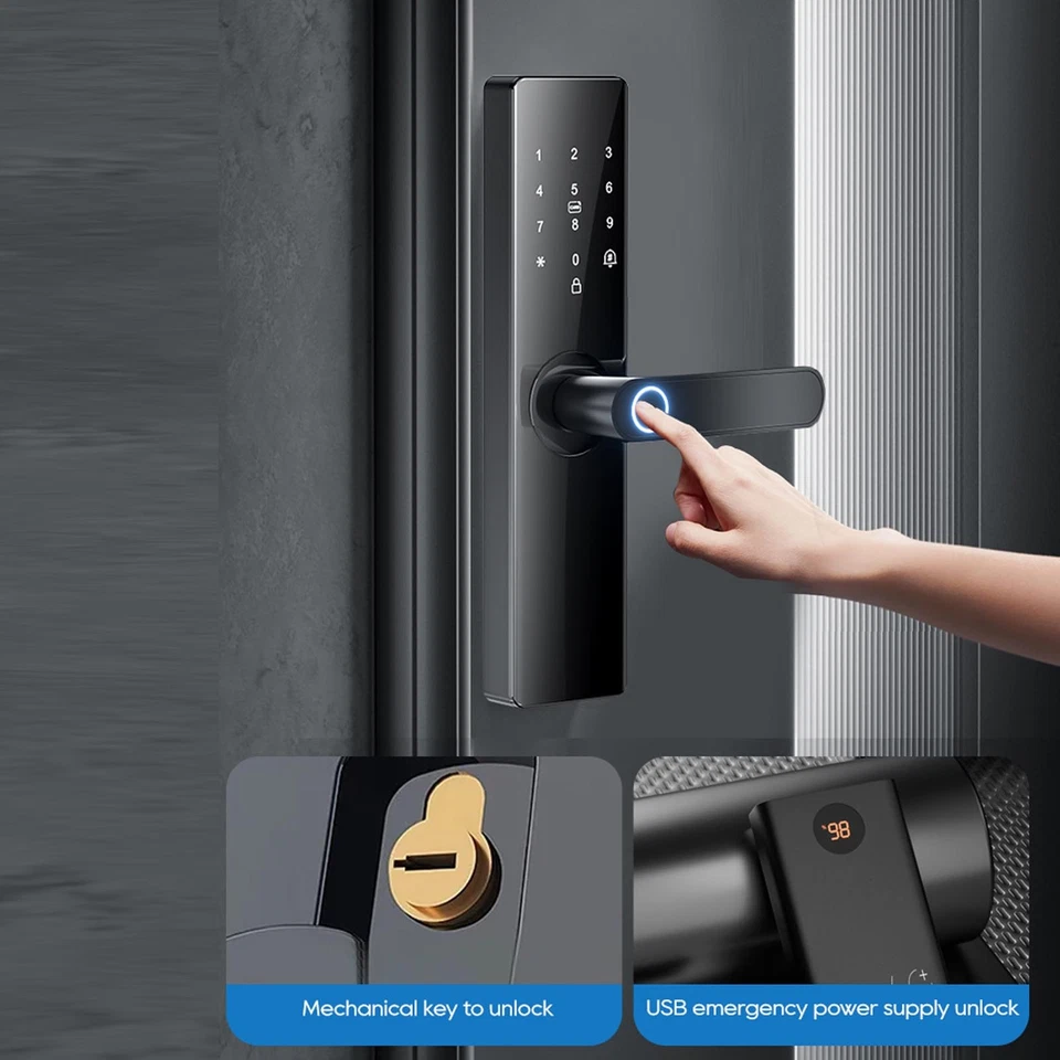 Smart Fingerprint Door Lock Biometric For APP Control Card Password Ke Set - image 3 of 4