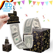 Geldgeschenk 18. Geburtstag, Schwarz Gold Überraschungsbox 18, Geschenkbox Dick