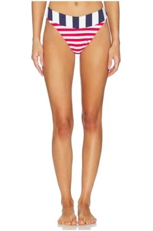 Beach Riot NWT Amarie Bikini Bottom in Star Spangled Stripes S Beach Pool Resort