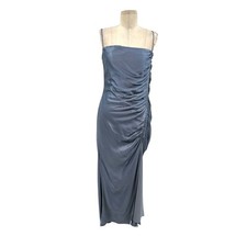 Shona Joy Lily Bias Ruched Midi Dress Blue Smoke Size US 6