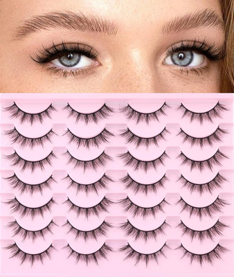 False Lashes Natural Look Wispy Eyelashes Manga Korean Spiky 16Mm Short Faux Min