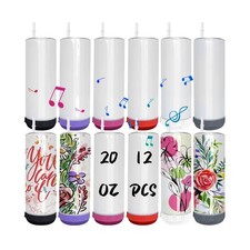 12 Pack 20 OZ Sublimation Blank Tumblers Bulk Stainless Steels Double Vacuum ...