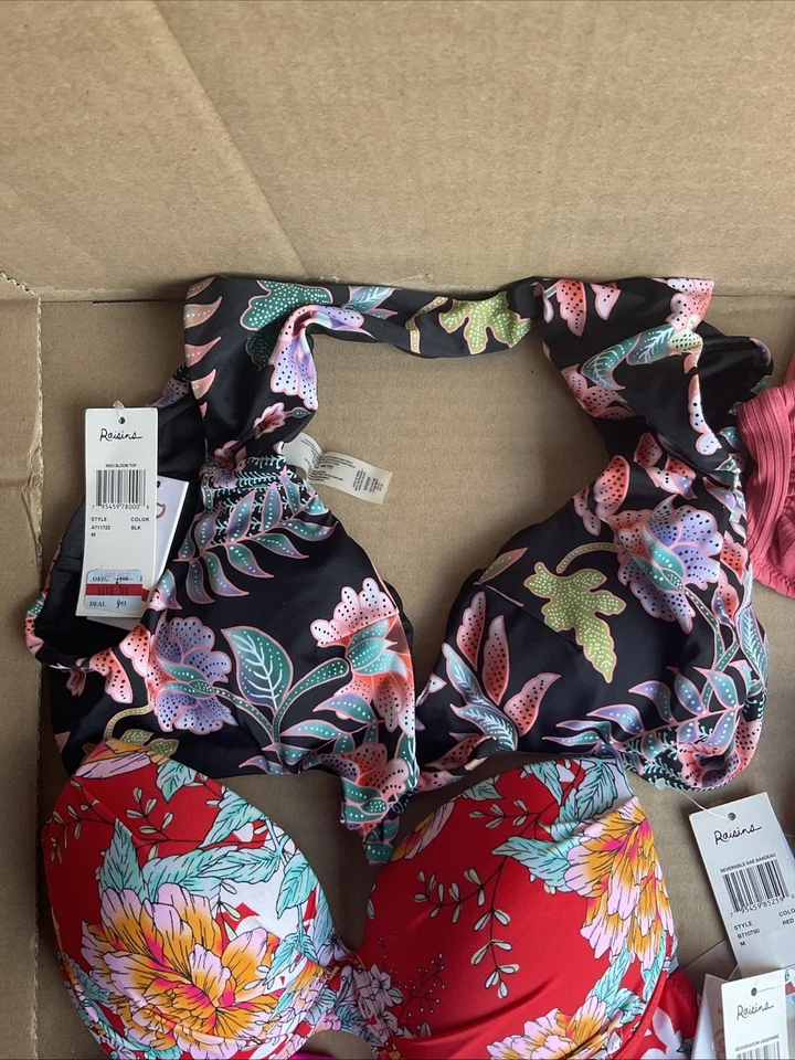 6 Para Mujer MEDIANO Natación Bikini Top Pasas Bar lll Rosa Rojo Negro Púrpura Foto 4 de 4