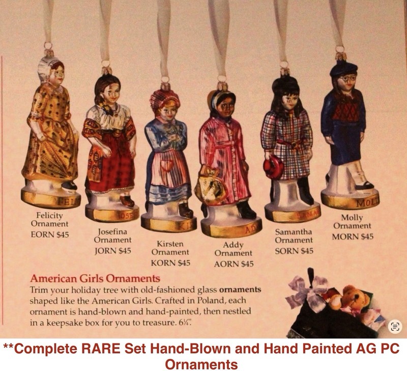 AMERICAN GIRLS PLEASANT COMPANY Complete Set 1999 Hand-Blown Ornaments