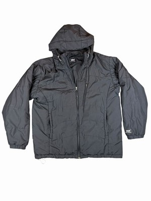 Helly Hansen Mens XL Black Insulated Puffer Jacket Hooded Full Zip