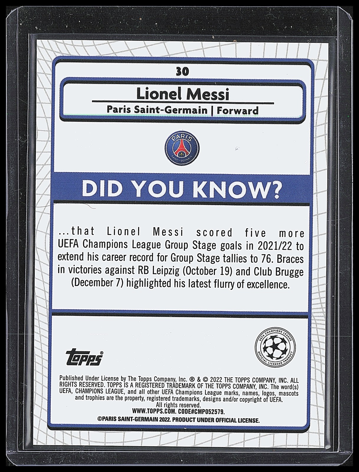 2021-22 Topps Merlin Collection Chrome Paris Saint-Germain LIONEL MESSI view 2