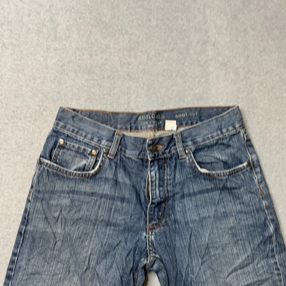 Sonoma Jeans Mens 30x32 Blue Denim Faded Bootcut Western Rodeo Ranch Adult - Image 3 of 4