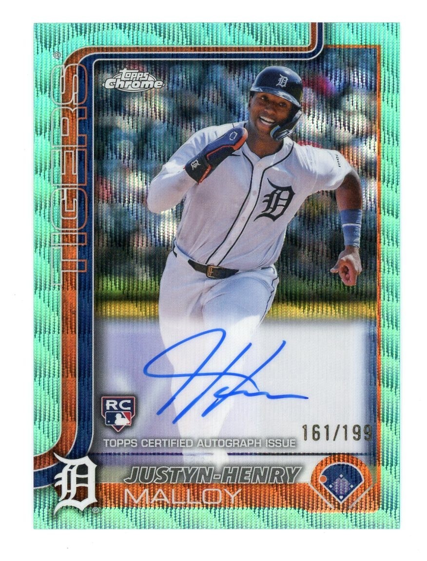 2025 Topps Chrome Justyn-Henry Malloy RC Rookie Auto Aqua Wave Refractor /199