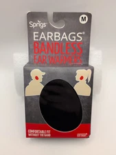 NIB Sprigs Earbags Bandless Ear Warmers / Earmuffs Cover Black Insulated Medium