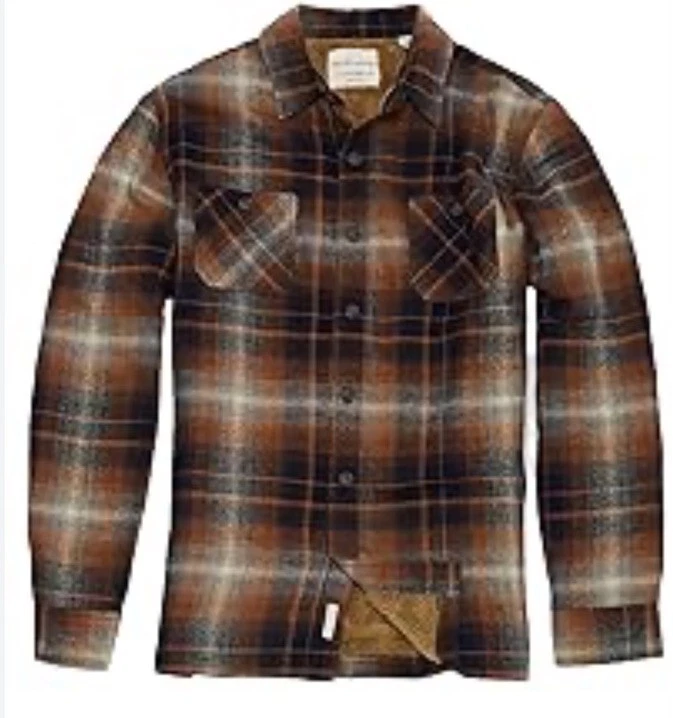 Chaqueta Camisa de Franela Forrada de Sherpa DE COLECCIÓN RESISTENTE A LA INTEMPERIE Para Hombre en Aceite de Chile Mediana Foto 3 de 4