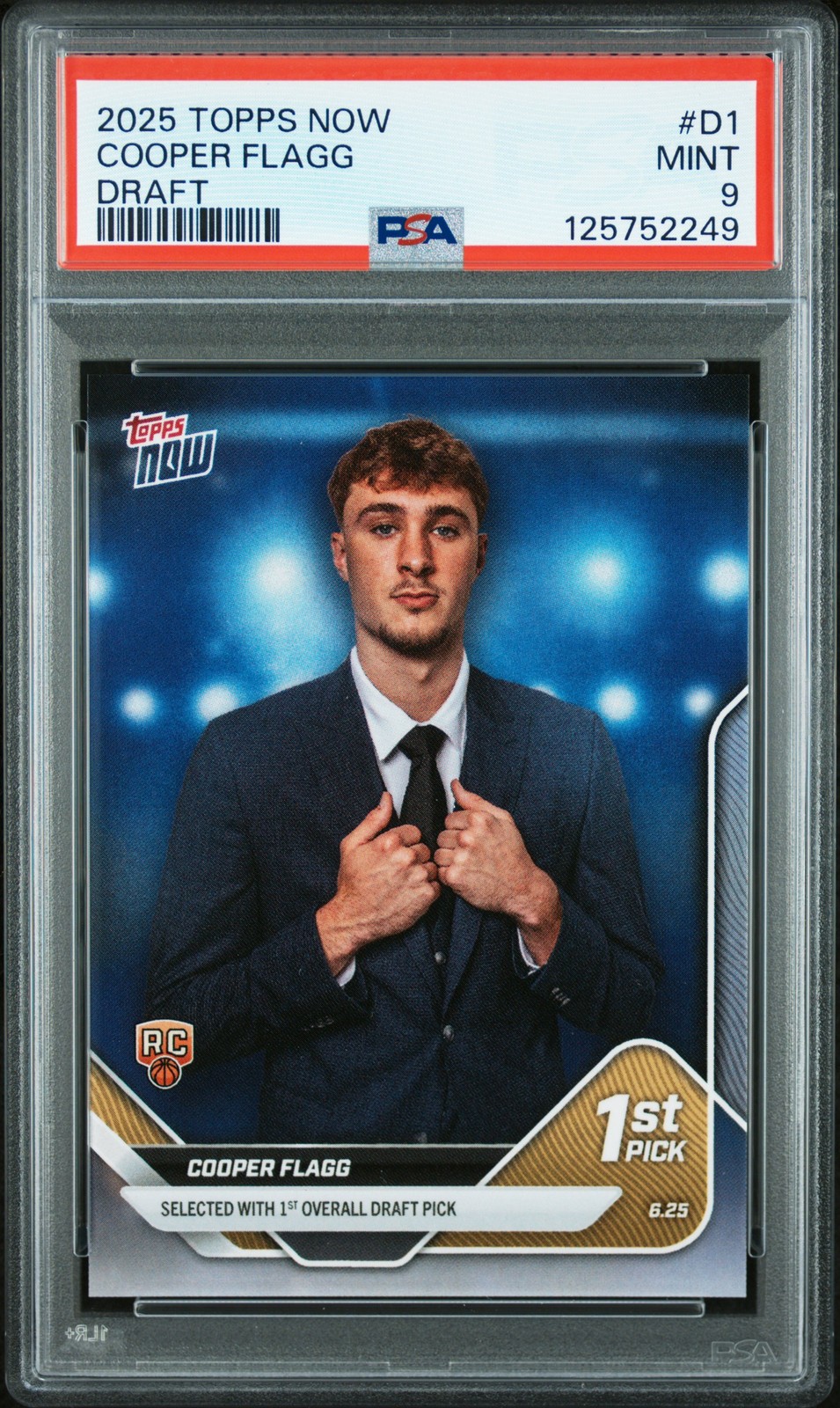 2025 TOPPS NOW DRAFT #D1 COOPER FLAGG ROOKIE RC PSA 9