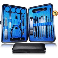 18-in-1 Stainless Steel Manicure Pedicure Set Grooming Kit w/ Travel Case