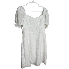 White Eyelet Puff Sleeve Sweetheart Neck Dress Bride Shein Curve NWT 0XL