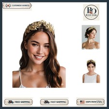 Gold Leaf Tiara Wedding Headband Bride Crown Bridal Hair Accessory Greek Brid...