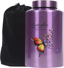 Urns for Human Ashes Adult Female up to 220 Lbs,Purple Butterfly Urn for Mom Ash