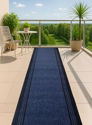 #ad #ad Anti Slip Low Profile Loop Pile Striped Blue Outdoor Heavy Duty Runner Rug $259.99