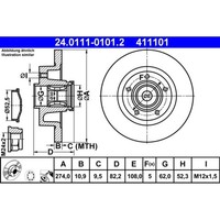 Bremsscheibe ATE 24.0111-0101.2 (2 Stk.) FüR Renault Laguna II Grand ScéNic
