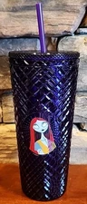 NEW! RARE The Nightmare Before Christmas SALLY Purple Studded Tumbler with Straw