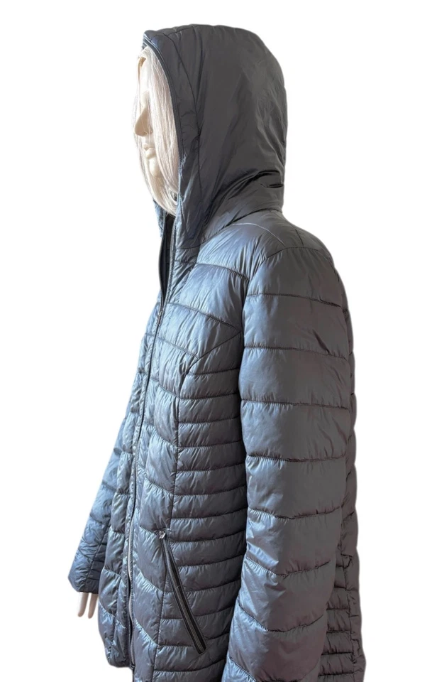 CENTIGRADE Damen Jacke Steppjacke Kapuze Reißverschluss BLAUGRAU Grösse 48 - Bild 3 von 4