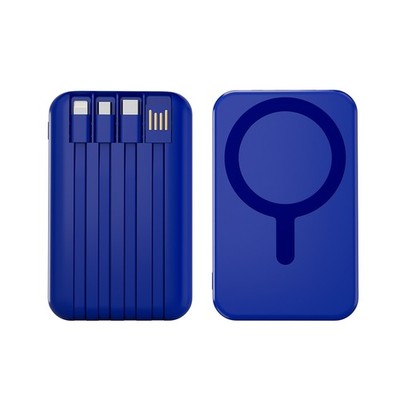 Magnetic Wireless Charger 900000mAh Power Bank Battery Pack for cell phone Blue
