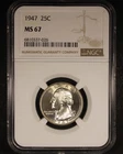 1947 Washington Quarter - 25c NGC MS67 - Pristine And Lustrous!